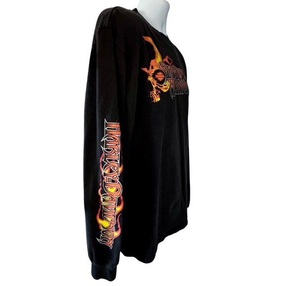 Harley-Davidson Korea Seoul Sinister Attitude Long Sleeve T-Shirt XL Black Flame - Picture 4 of 8